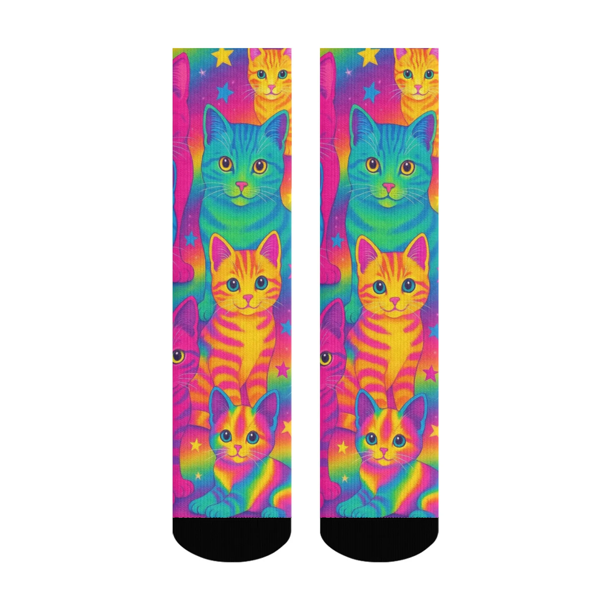 Une illustration de chat colorée et fantastique imprimer nouveauté drôle chaussette pour hommes Harajuku style rétro décontracté mode chaussette joyeux cadeau
