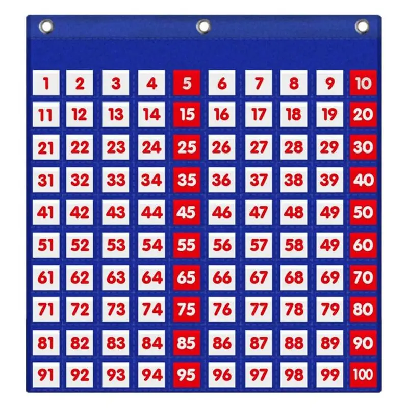 A01K-Pocket Chart Hundreds 1-100 Number Board For Teacher Lessons In A Classroom For Use At Home