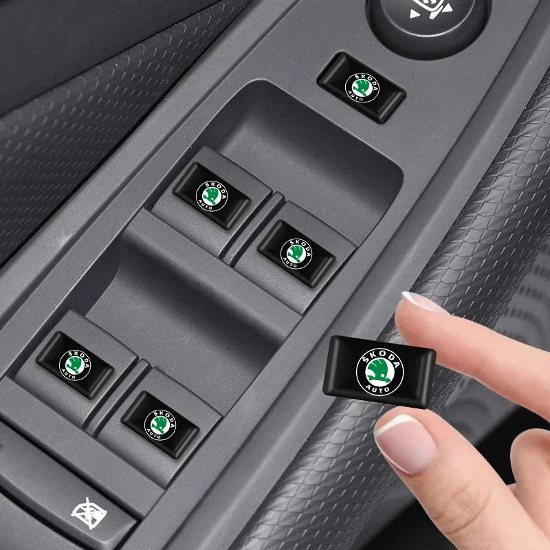 10PCS Remote Control Badge Steering Wheel Car Logo Decal Sticker For Skoda Octavia Fabia Rapid Yeti Superb Octavia A 5 A 7 2