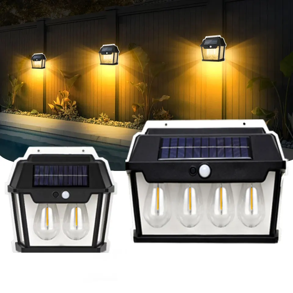 LED الطاقة الشمسية الجدار مصباح محس حركة التنغستن ضوء فيلا حديقة توفير الطاقة شحن الطاقة الشمسية الإضاءة الخارجية مصابيح الليل