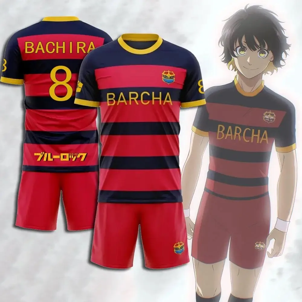 Anime Blue Lock Number 8 Soccer Jersey T-Shirt Suit Japanese Manga Sports Tee Summer Blue Lock 3D Sports Suit Unisex Jersey