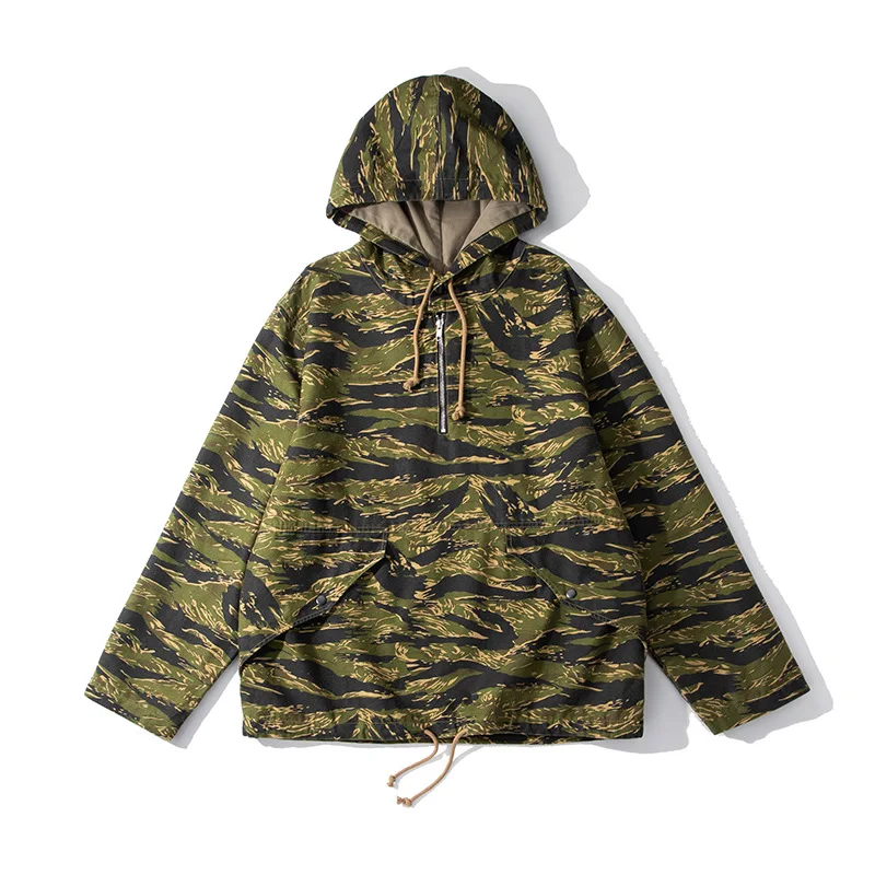 

OKONKWO Hooded Windbreaker Camo Charge Coat Mountain Outdoor Trekking Hiking Riding Parka Climbing Travel Stormsuit Camp Jacket