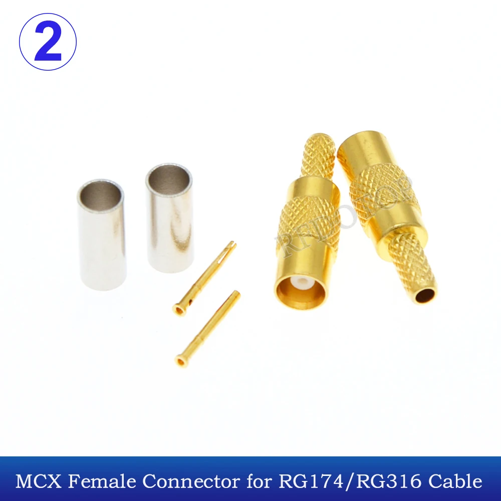 10 Stks/partij Mcx Vrouwelijke Rechte/Haakse Krimp 50ohm MCX-1.5 Type Rf Connector Voor Rg174/Rg178/Rg179/Rg316/Lmr100-kabels