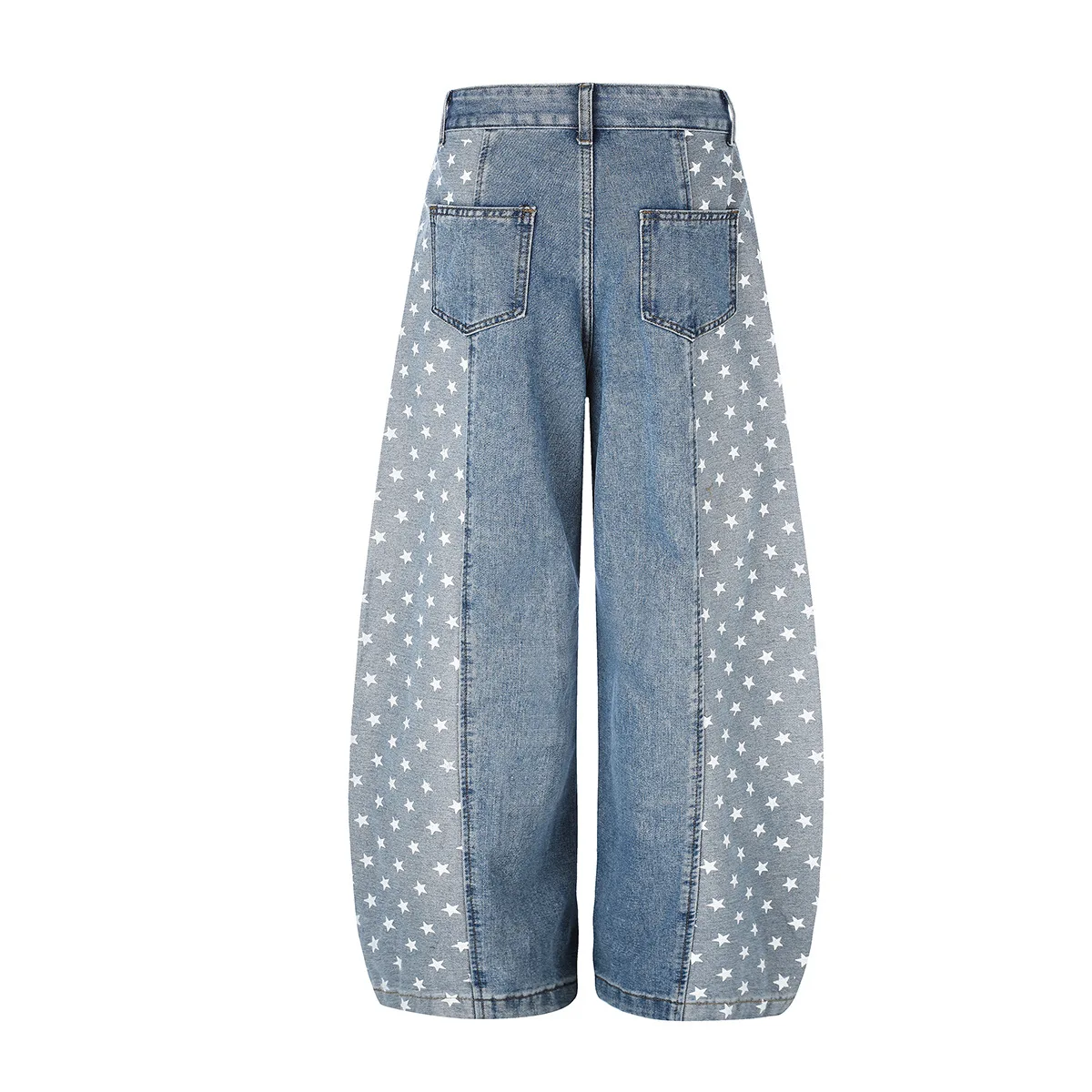 MWJLPWQ American Retro Irregular Straight-Leg Jeans Men's Printed Washed Scythe Pants Loose Wide-Leg Casual Trousers New 20529