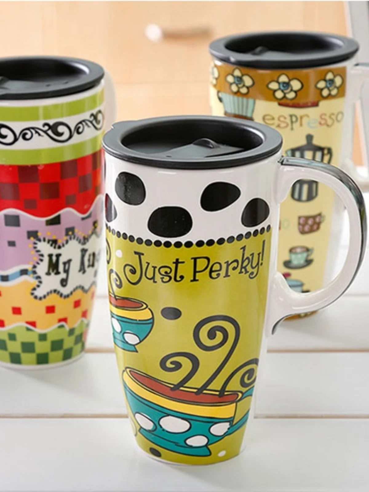 Creative Mugs Water Cups with Lids Trendy Couples Ceramic Tea Cup Household Large Capacity Coffee Cups Kitchen Supplies