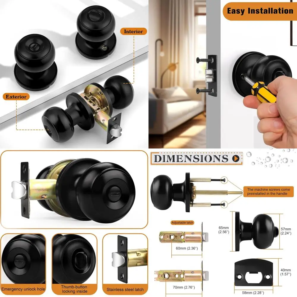 

Набор из 4 предметов, поворотные дверные ручки для большого пальца для ванной комнаты и спальни, ручки для внутреннего замка