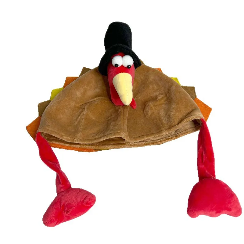 新しいユニセックスかわいい感謝祭の装飾七面鳥の帽子クリエイティブで快適なユニセックスソフトロールプレイングフォトキャップ誕生日パーティーコスチューム