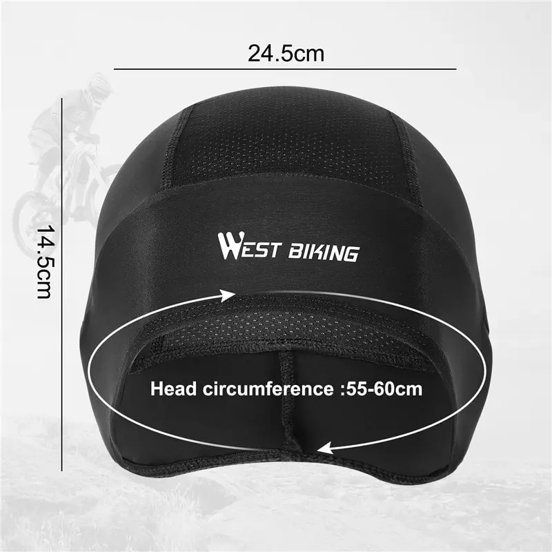 WEST BIKING Summer Bike Skull Cap Men Cycling Accessories Motorcycle Helmet Lining Mesh Cap Hiking Running Sports Bicycle Hats