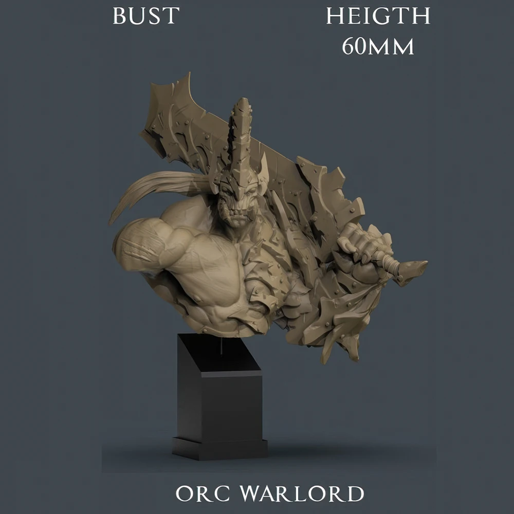 

60 мм, Оркский военачальник, фигурка-бюст из смолы, GK, фэнтезийная тематика, несобранный и неокрашенный набор.