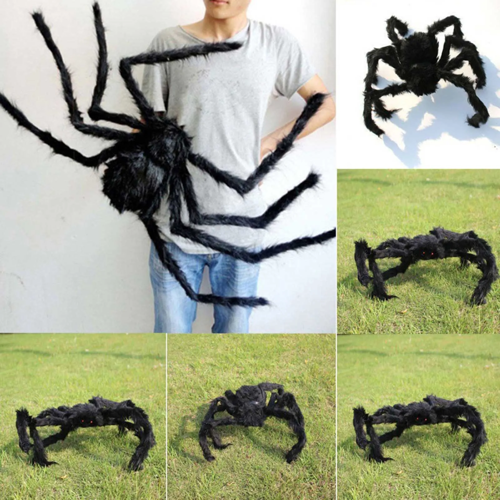 Black Soft Hairy Scary Spider Scary Fake Huge Spider Hairy Spider Props for Indoor Outdoor Creepy Decor