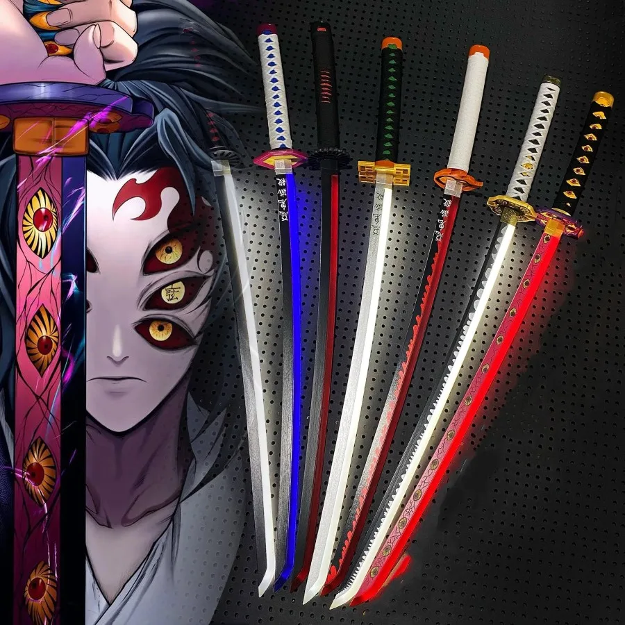 40 pulgadas Glow Demon Slayer Katana Light Kokushibo espada Anime Cosplay Prop tamaño Real japonés Katana original Samurai Sabre regalo