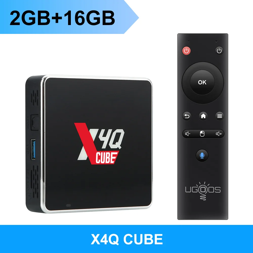 UGOOS X4Q Pro LPDDR4 4GB 32GB TV Box Android 11 Amlogic S905X4 X5M Pro 14 OS 1000M BT 4K Google Voice 2GB 16GB 32GB X4Q Cube Pro