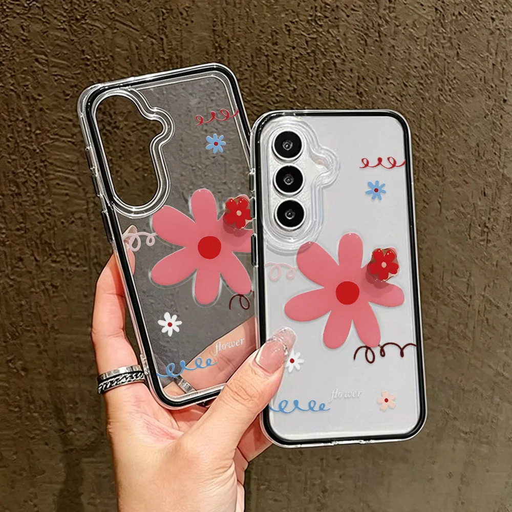 Two-in-One Phone Case for Samsung Galaxy A57 A56 A54 A37 A35 A55 5G A07 A06 A15 A17 A16 4G Cases Pink Flower Mini Colorful Bloom