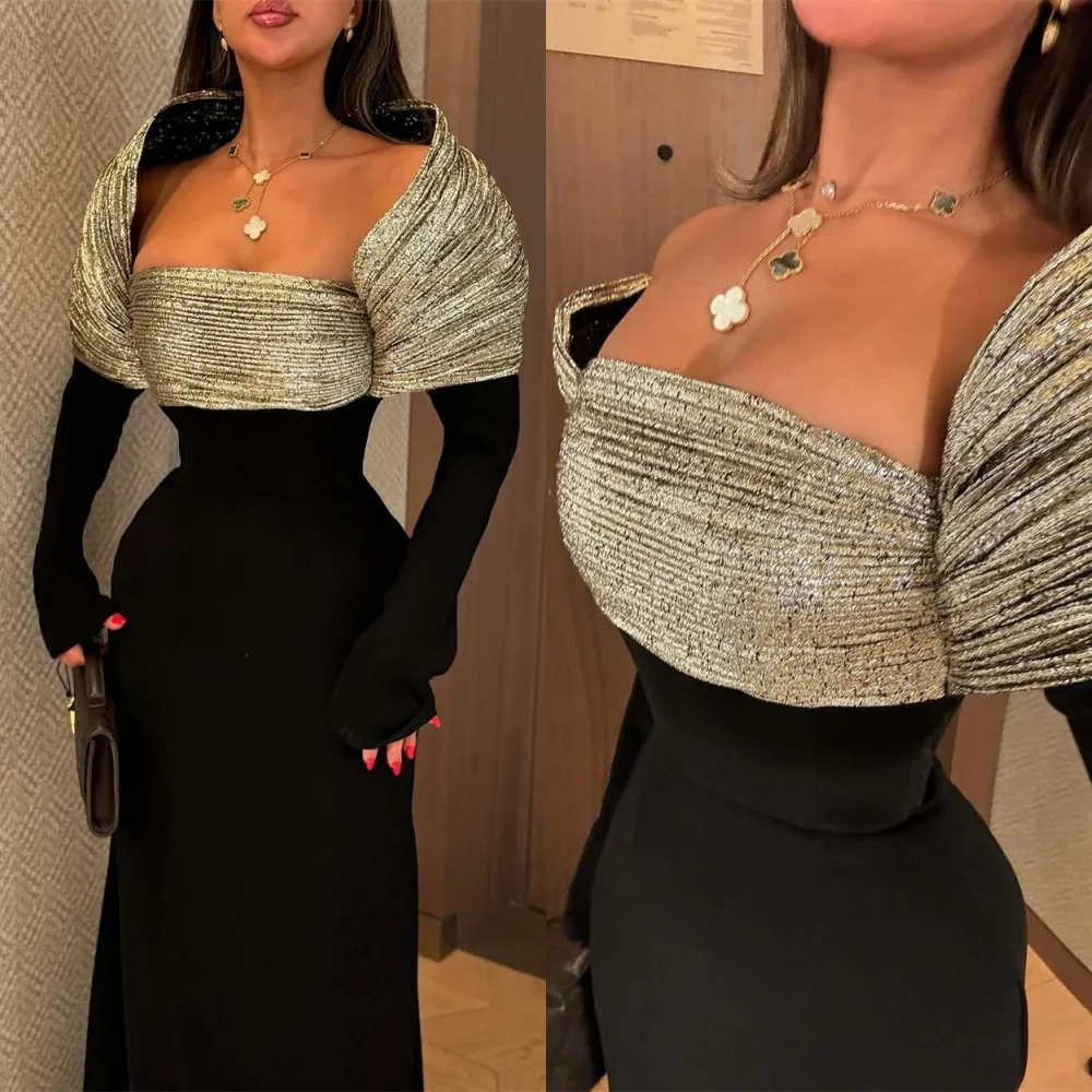 فساتين سهرة جيرسي ناعمة حورية البحر مخصصة بأكمام طويلة رائعة قبالة الكتف فساتين العودة للوطن فساتين حفلات فاخرة #2