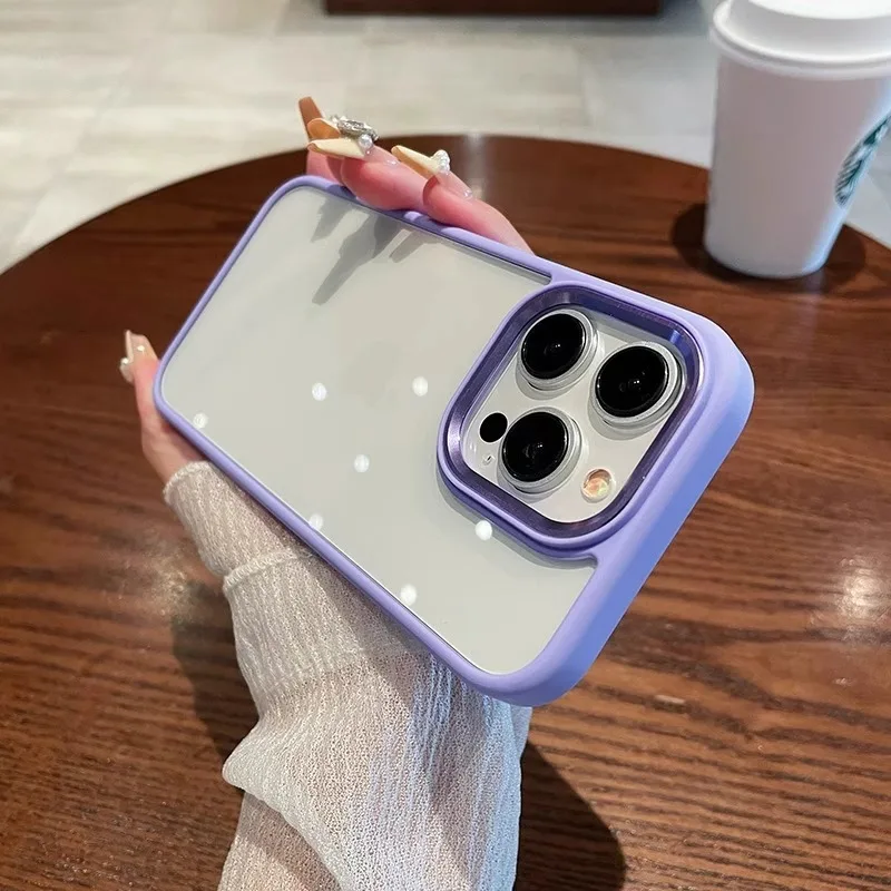 Luxury Metal camera protection frame phone case for iphone 15 14 13 12 11 pro max plus hard Natural Titanium pc silicone cover