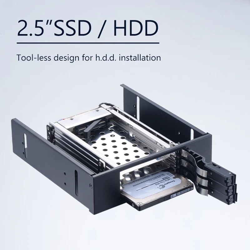 Aluminum Case 3Bay SATA Adapter 2.5 Inch Hot Swap SSD Hard Drive Bracket For 5.25 Optibay