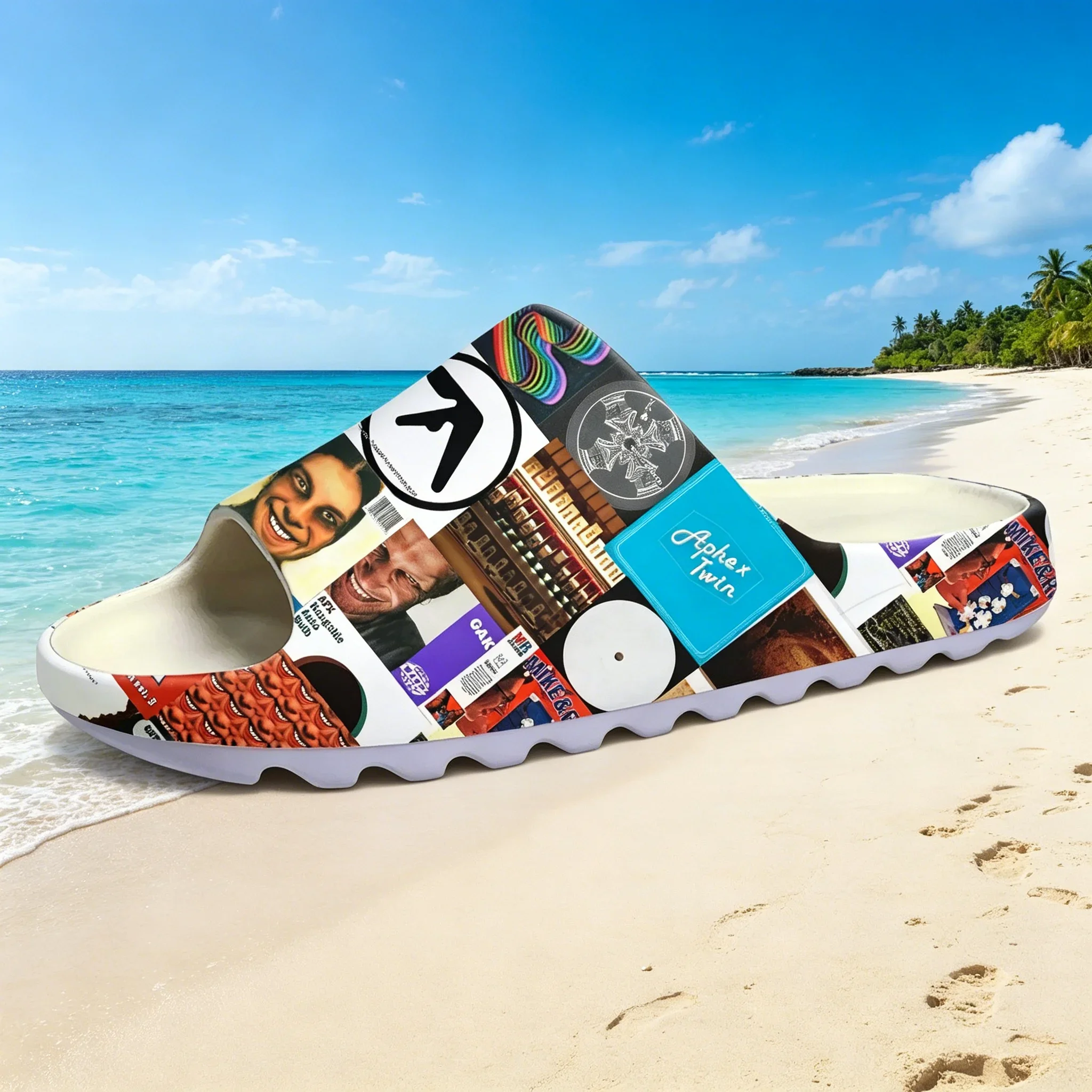 

Aphex Twin Electronic Music Theme Coconut Slippers Lightweight Breathable Unisex Home Outdoor Beach Footwear