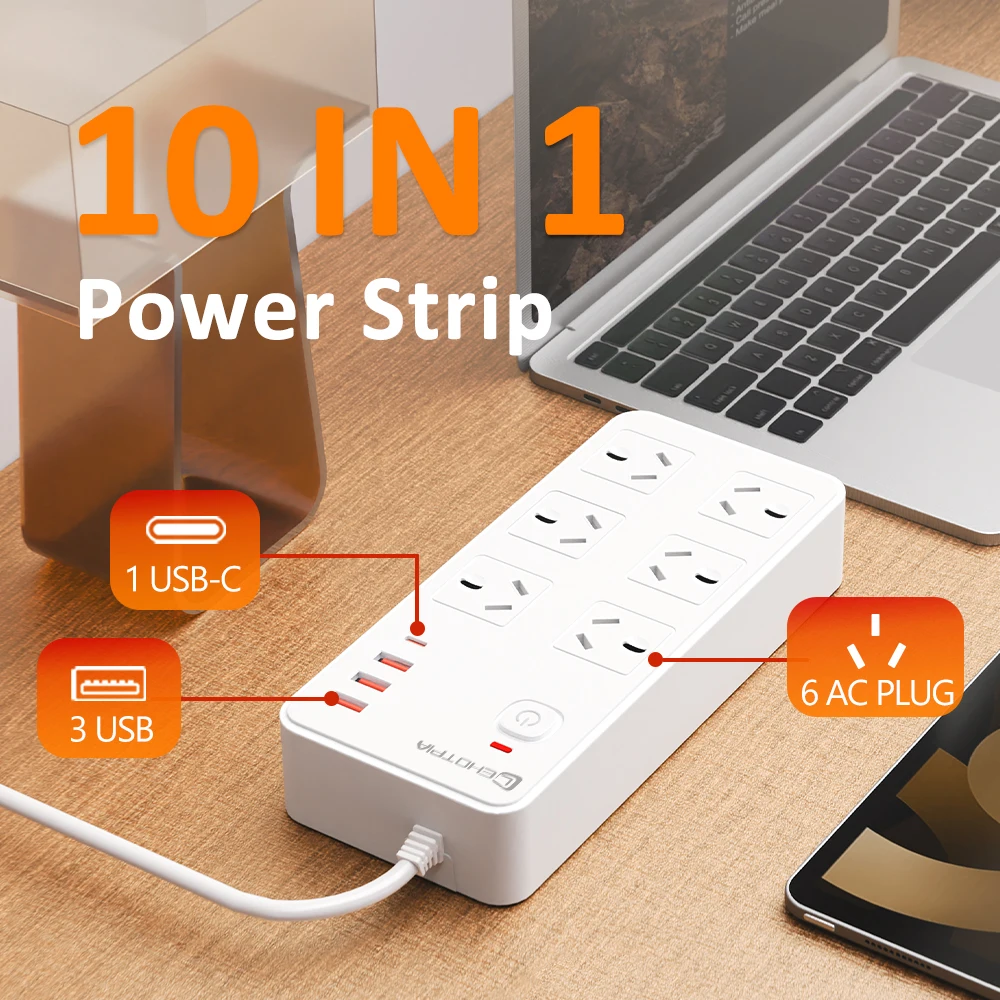 Australia 1.8m Extension Cord Socket AU Plug AC Power Strip Network Filter With 3 USB Ports 1 Type-C Ports Charging Adapter