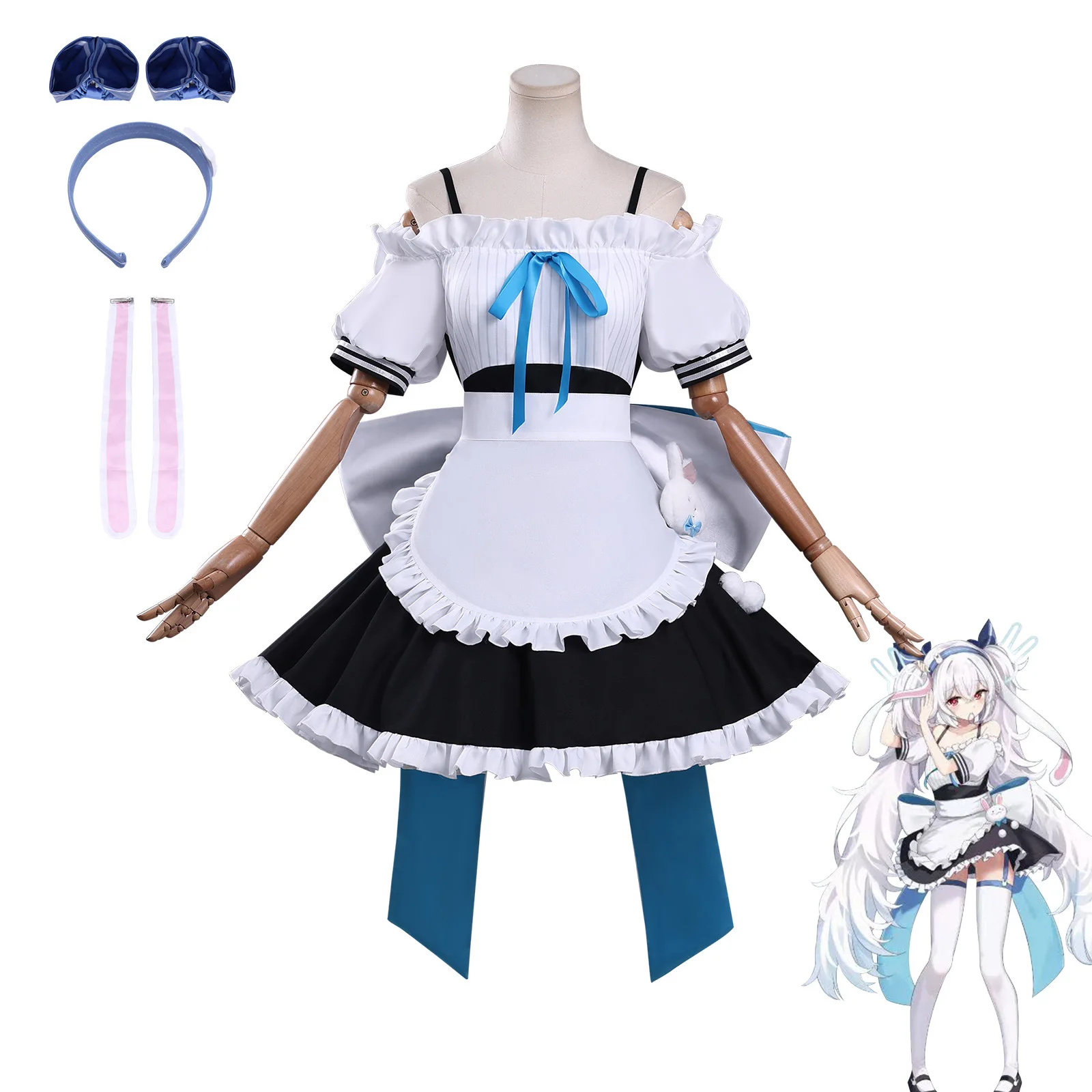 

New Style Anime Game Cosplay Costume Stylish And Personalized Azur Lane - Laffey Maid Outfit Short Sleeve Dress Set