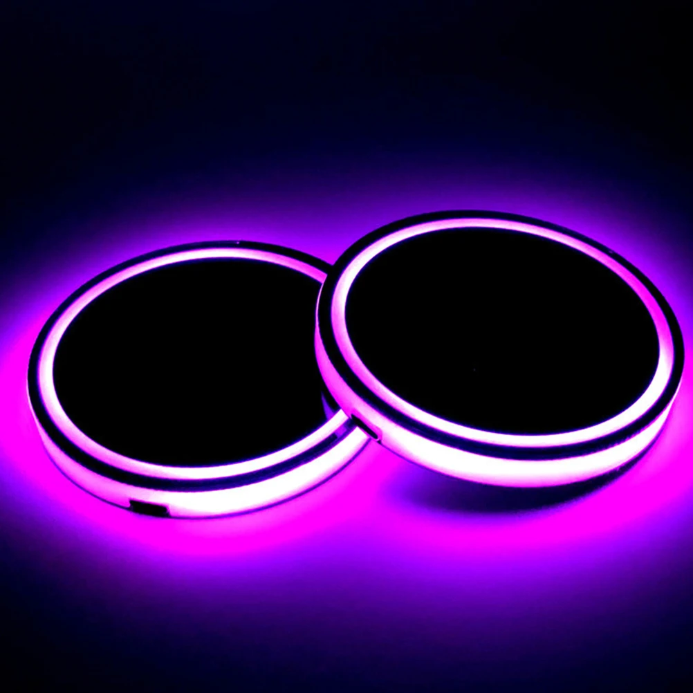 

LED Coaster Universal Mug Holding Mat for Car Anti-Slip Cup Holder Colorful Light Changing Waterproof Heat Resistant for Home