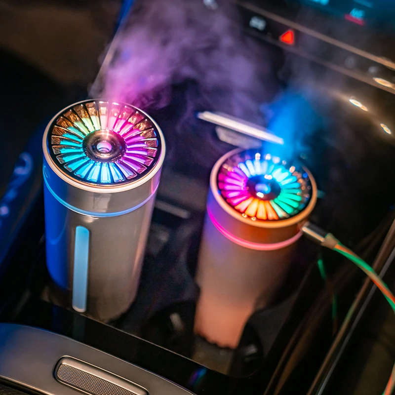Humidificador difusor de aroma para coche, taza fantasma USB portátil silenciosa compacta, luz para correr, lámpara de estado de ánimo que desarrolla el aroma
