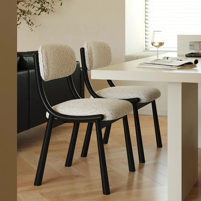 Minimalist solid wood dining chair, home premium back chair retro new makeup chair