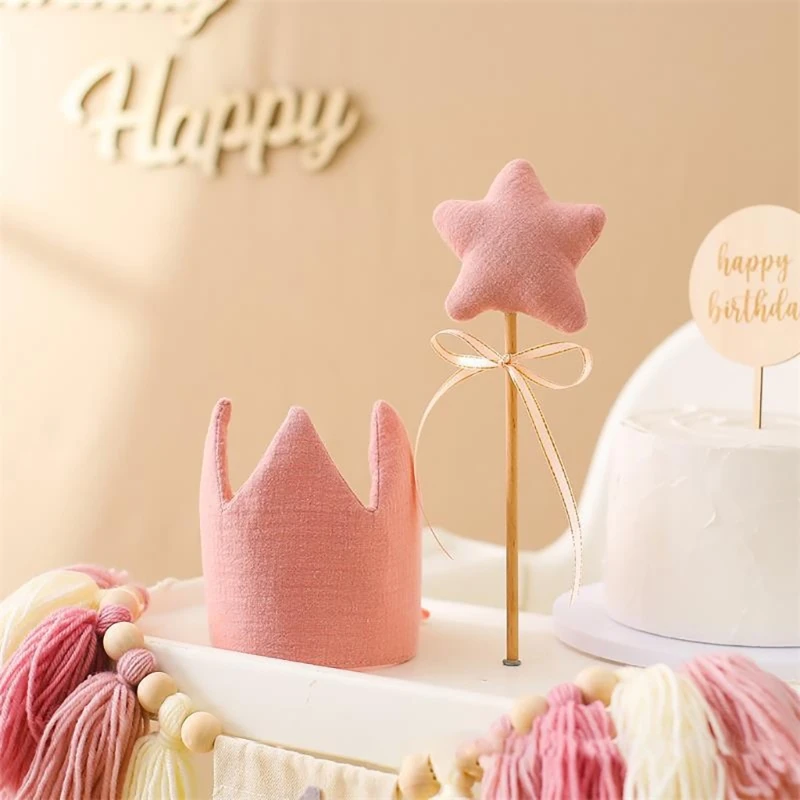 Baby Birthday Party Hat Set Crown Headband Magic Wand Toy Banner Cake Birthday for Kids Party Photography Props Baby Gifts