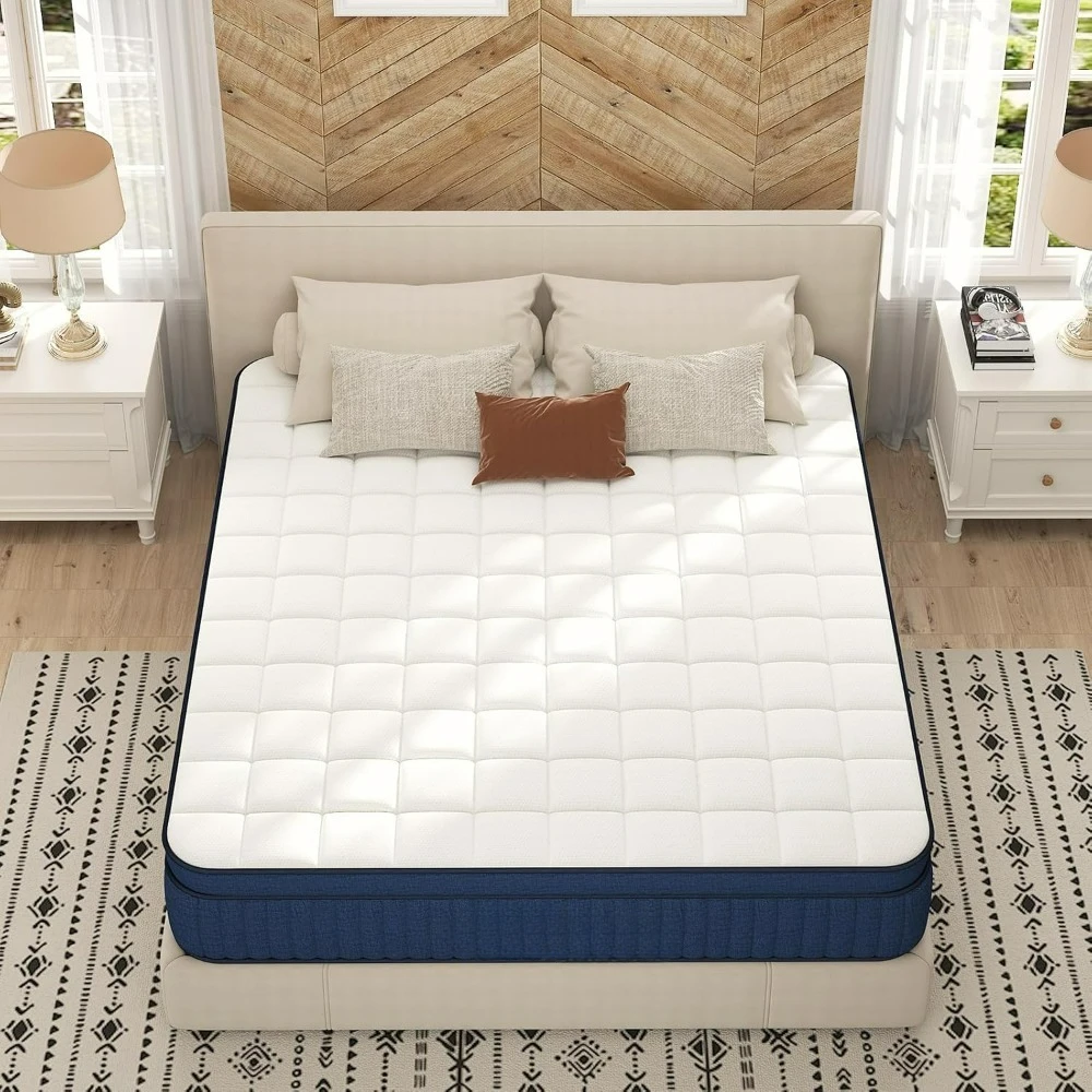 Mattress, Strengthen Hybrid Mattress , Ultimate Motion Isolation with Memory Foam and Pocket Spring, Strong Support, Medium Firm