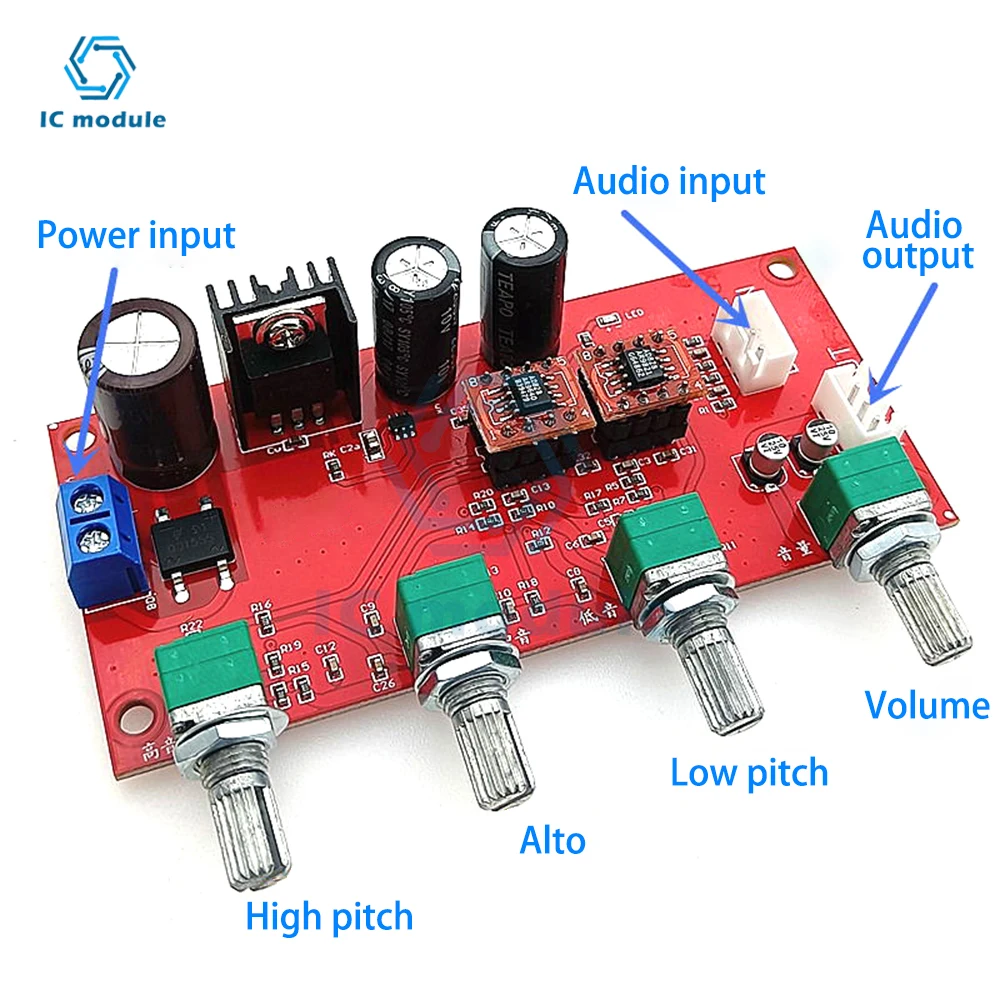 AD828 NE5532 Preamp Amplifier Board audiophile stereo HIFI Volume Tone Control Pre-amp Preamplifier Treble Midrange Bass Pre amp