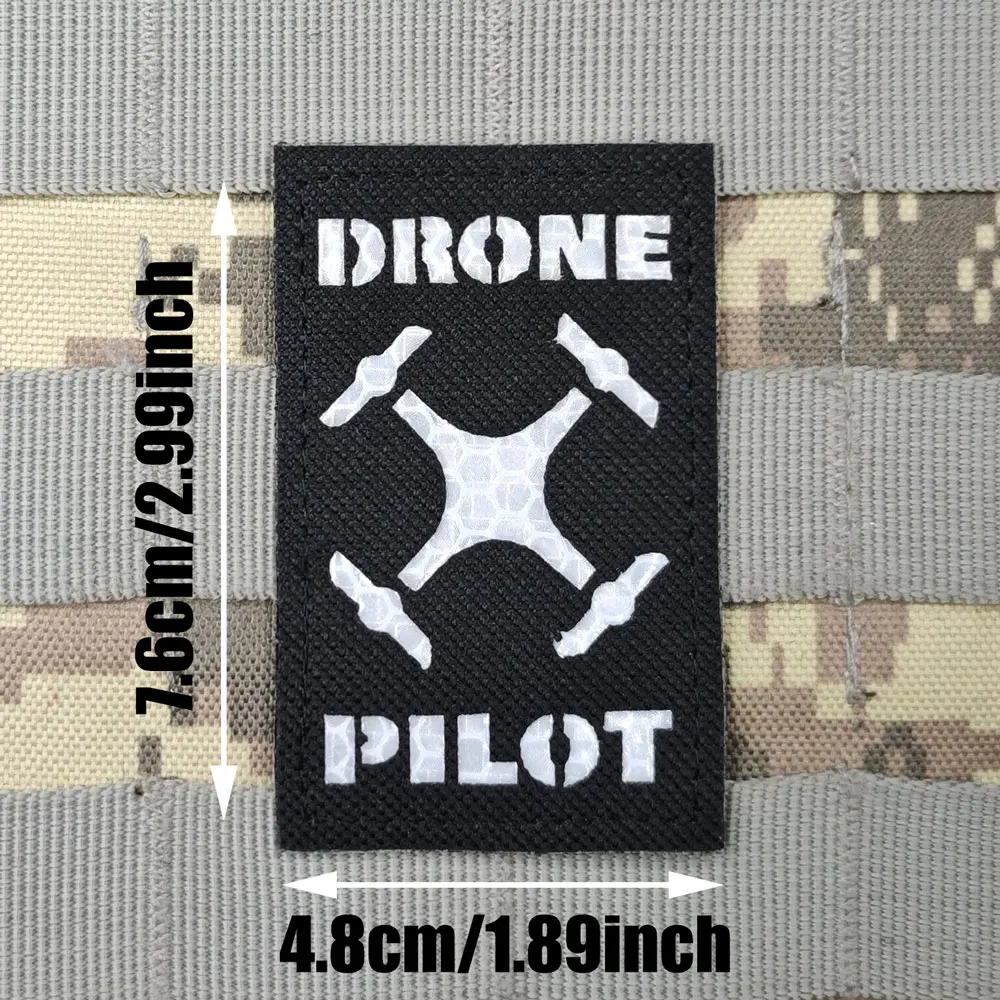 DRONE PILO Military Tactical Embroidered Patches Armband Backpack Badge with Hook Backing