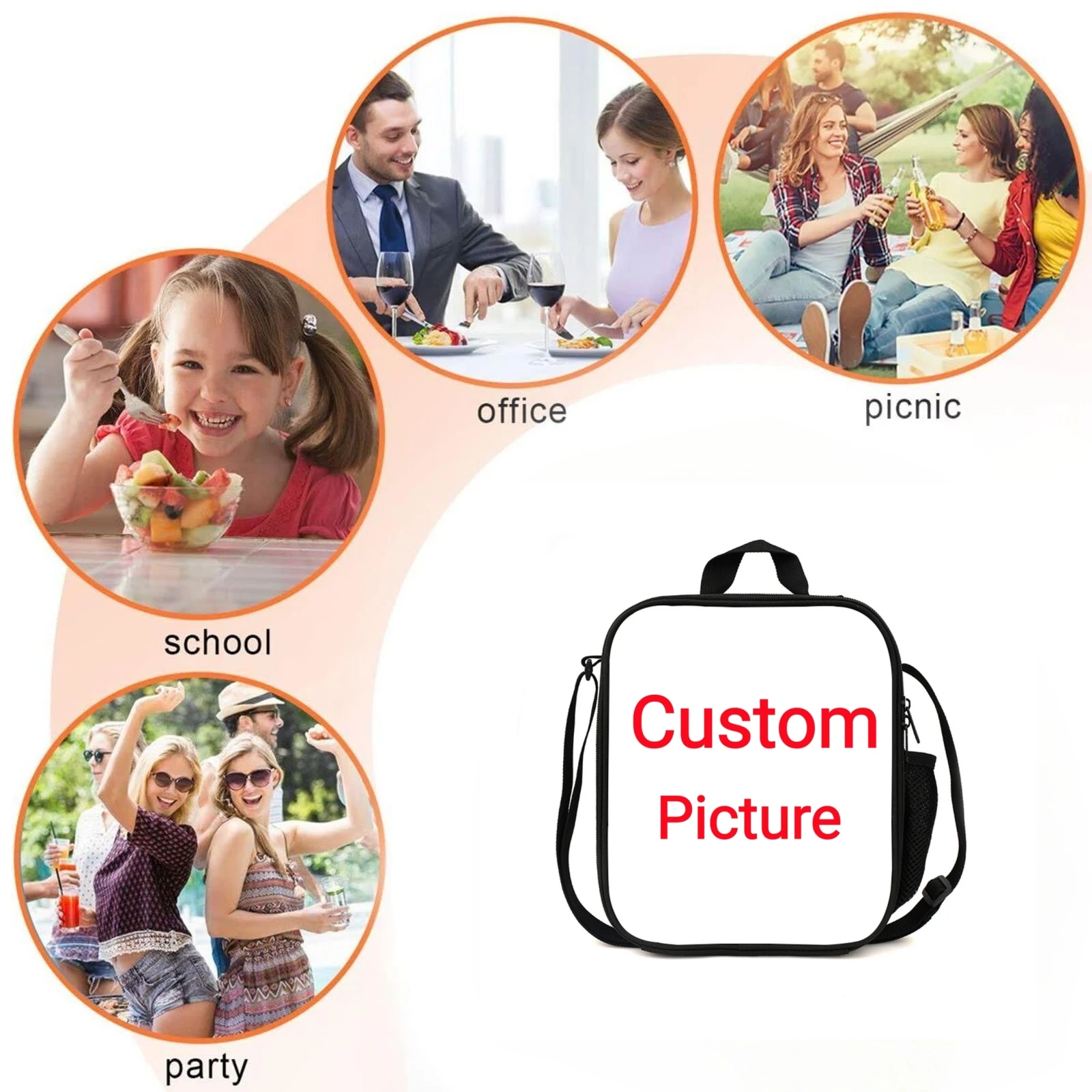 Customize Your Name Image Lunch Box Boys Girls School Insulated Food Bags Women Men Portable Personalized Lunch Bag Best Gifts