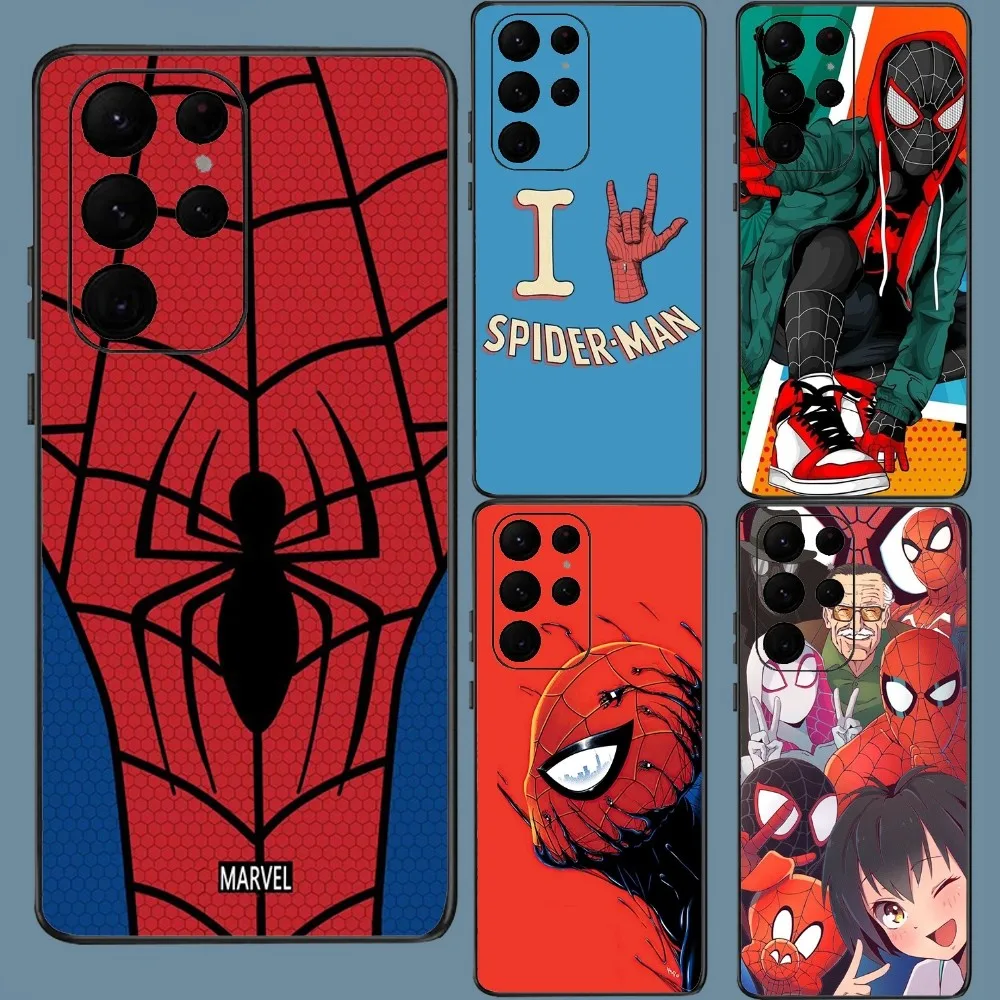 M-Marvel S-Spider-Man Phone Case For Samsung Galaxy A52 A12 A51 S21 Edge S22ULTRA S23 S20LITE Plus ultra Black Cover