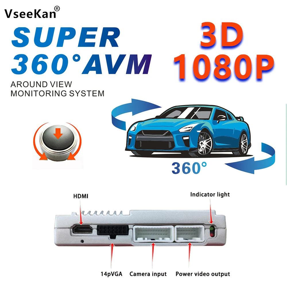 

Car 360° panoramic image system 3D surround view driving recorder high-definition 1080p AHD car camera 24hour parking monitoring