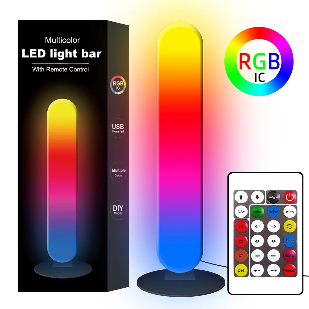 Listwa świetlna LED synchronizacji muzyki RGB z wbudowany mikrofon rytmem odbioru dźwięku oświetlenie otoczenia drążka do ładowania na imprezę