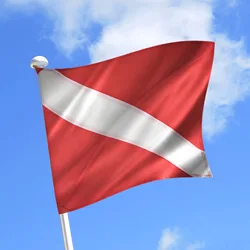 Dive Flag with Removable Stiffening Pole - 20” x 24” for Scuba Diving Spearfishing Freediving Use with Float, Buoy, Boat, Flag