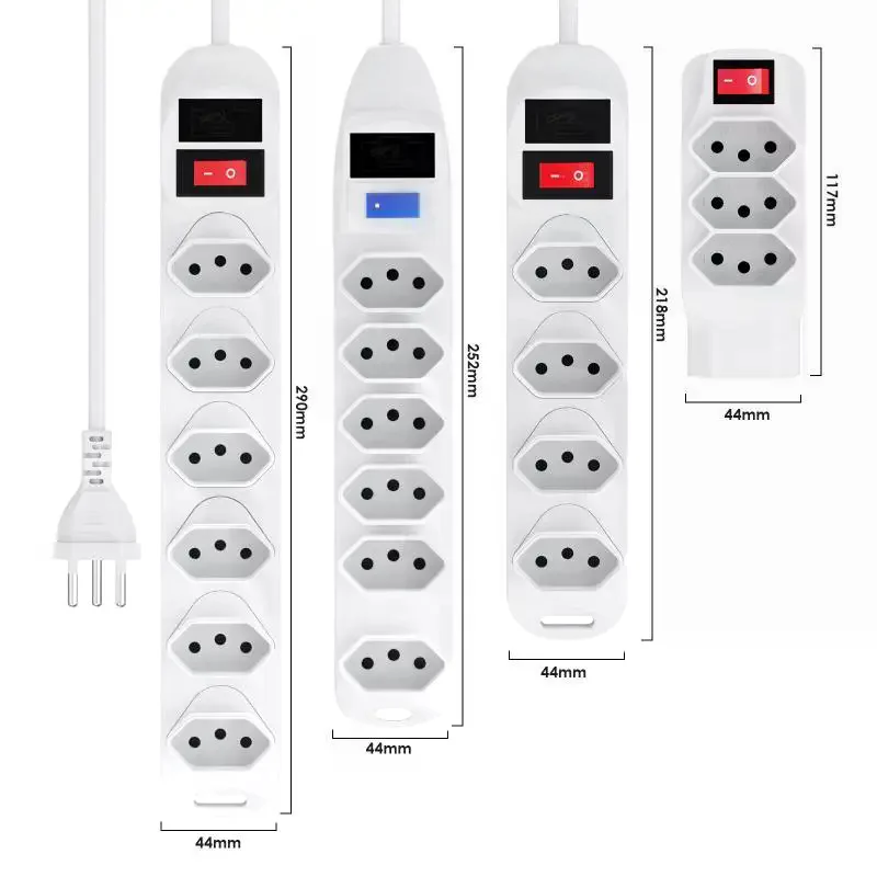 3 Outlet Type L Power Strip Fireproof ABS Shell 250V 10A Rating Home Office Travel Daily Use Tool