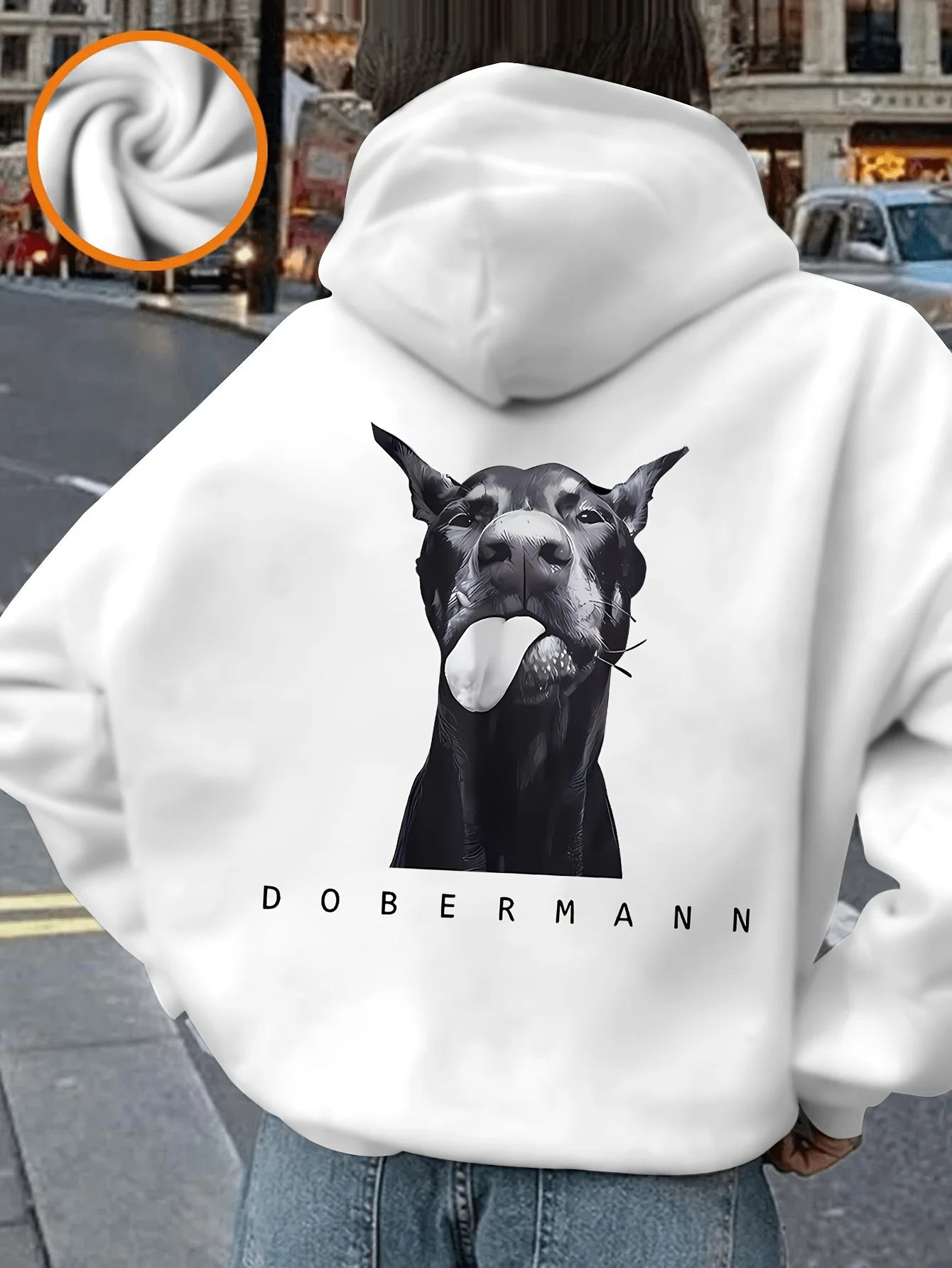 

Women's Casual Hooded with Dobermann Dog Print Long Sleeve Animal Dog Lover Gifts Hoodies Men Harajuku Streetwear