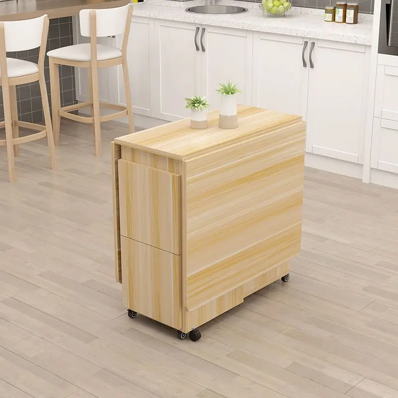 Folding dining table, household, small apartment, movable, retractable, rectangular, simple