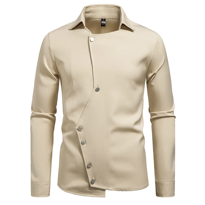 Camisas Goticas Hombre Mens Irregular Button Shirts Elegant  Social Dress Shirt Men Streetwear Clothing Chemises Tops