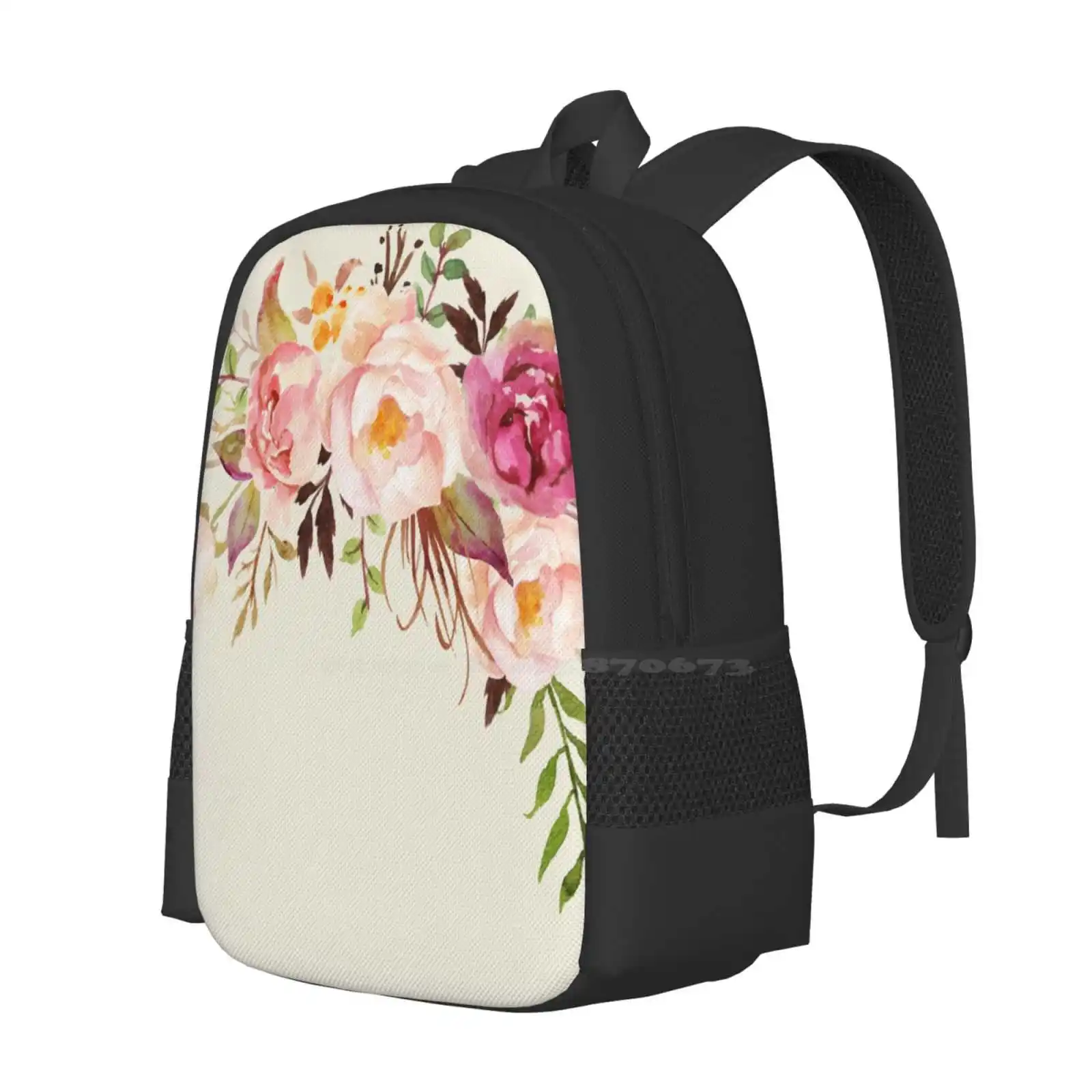 Romantic Watercolor Flower Bouquet Hot Sale Backpack Fashion Bags Flowers Flower Bouquet Watercolor Romantic Wedding Girly