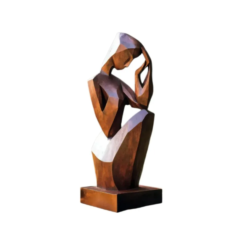 Solid wood, humanoid sculpture ornament, living room countertop decoration, literary and alienating style, home decoration