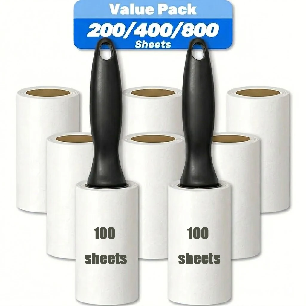 200/400/800 Sheets Lint Roller, Pet Hair Remover Roller, Lint Roller Refills, Tearable Sticky Lint Roller, 100sheets/roll