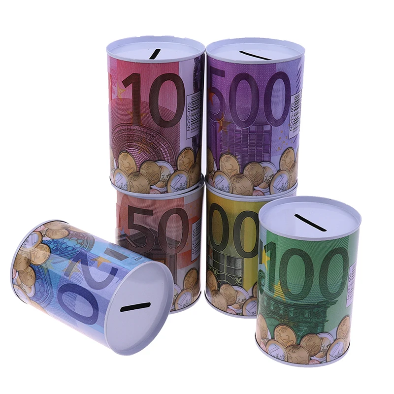 Euro dollar cilinder spaarpot kluis voor munten en briefgeld_voghion.com