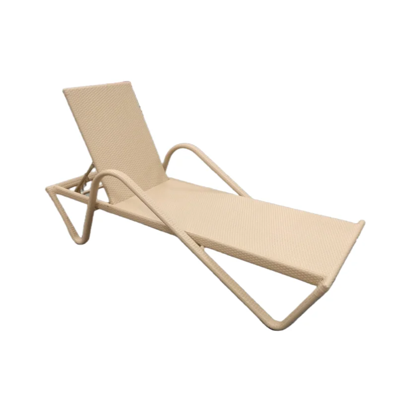 Outdoor Beach Elastic Sun Lounger PE Rattan Reclining Chair