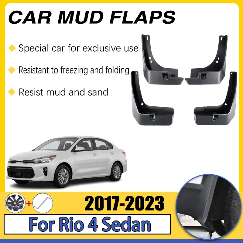 4 PCS Car Mudguards For KIA Rio 4 K2 2017-2023 Sedan 2018 2019 2020 ABS Mud Flaps Splash Guard Front Rear Fender Car Accessories