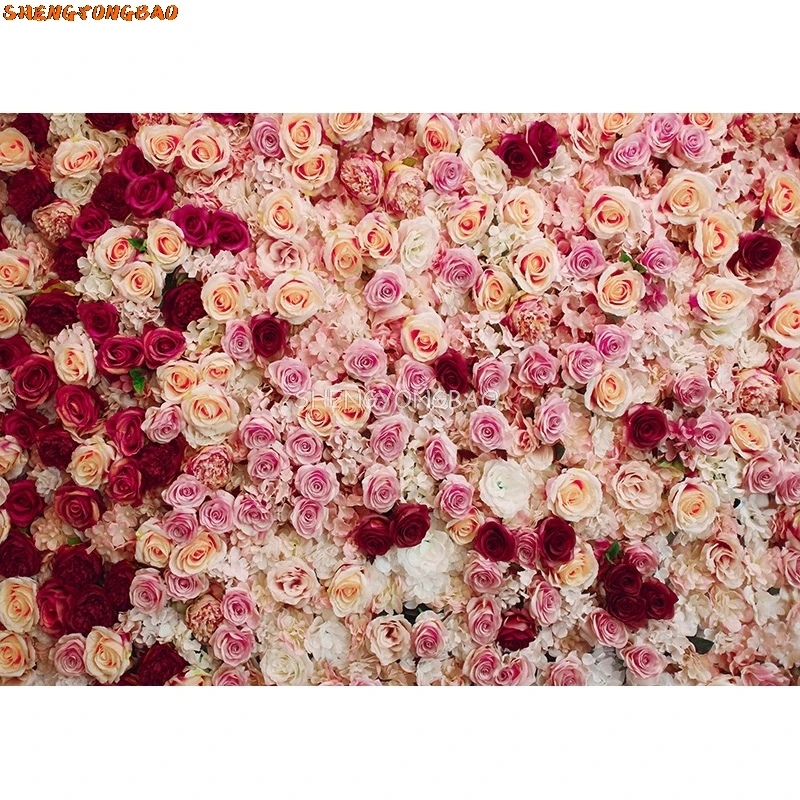 SHENGYONGBAO Wedding Photo Wall Background Rose Flower Birthday Party Portrait Photography Backdrop For Photo Studio HKW-6