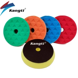 Kangti Car Waxing Buffing Pad Polishing Disc 5/6 Inch Bevel Triangle Car Sponge Polish Foam Pads for DA/RO/GA Buffer Polisher