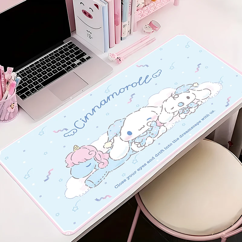 Cute Mouse Pad Kawaii C-Cinnamoroll Anime Desk Mat HD Printing Large Anime Mousepad Office Laptop Extended Table Pad XXL Carpet