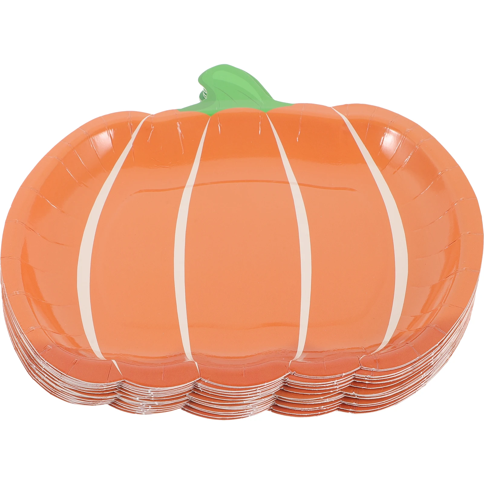 

25 Pcs Paper Plates 7 Inch Green Pumpkin Dish Head Disposable Stackable Family Dinner Restaurant Party Holiday