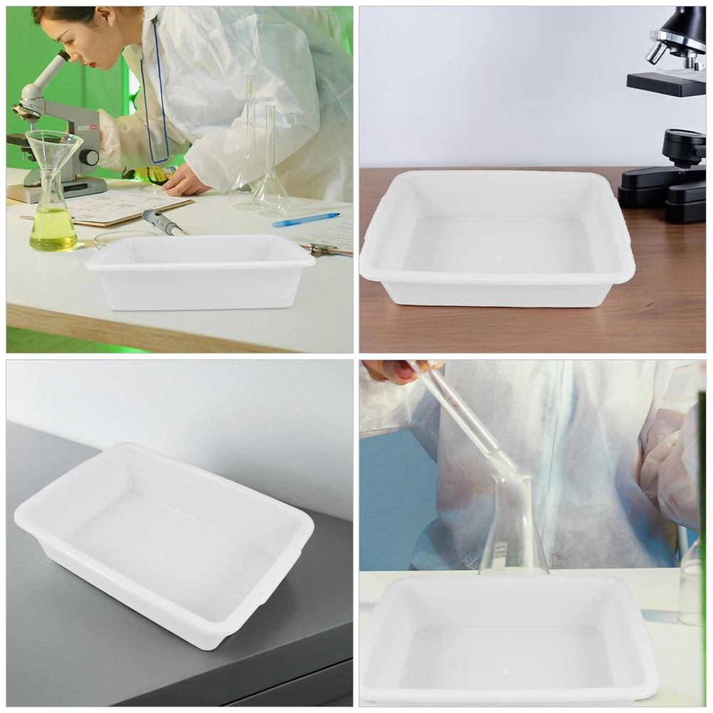 Laboratory Tray 2.5Cm Depth Chemical Experiment Tray Acid Resistant Plastic Square Plate For Lab Storage Organizer